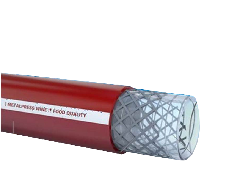 V101001-mw - Tuyaux alimentaires en PVC acier gainé et guipage polyester Metalpress Wine - aspiration et refoulement produits gras et alcool jusqu'à 50°C_0