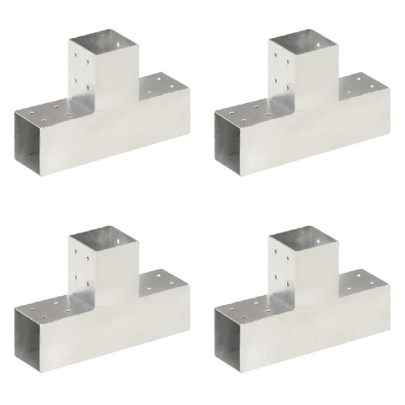 Vidaxl connecteurs de poteau 4 pcs forme en t métal galvanisé 81x81 mm 145464_0