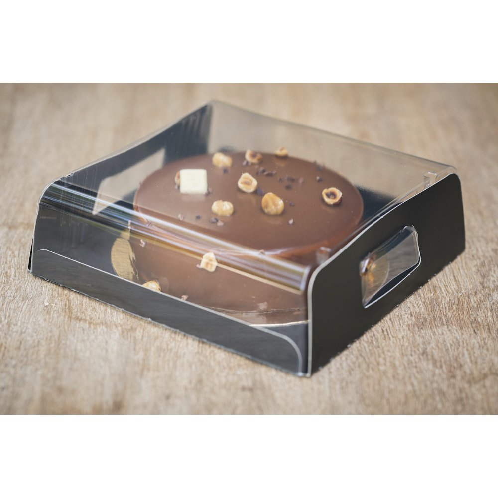 60 plateaux noirs carrés Vision+® - 20x20x6 cm - Carton + PE noir et couvercle en RPET_0