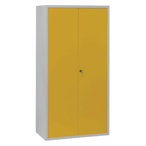 ARMOIRE MÉNAGE L900 CORPS GRIS CLAIR PORTES JAUNE 1018