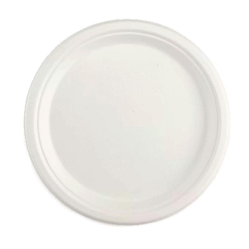 ASSIETTE RONDE ET PLATE EN FIBRES VEGETALES Ø 25 CM - BLANC - LOT DE 50
