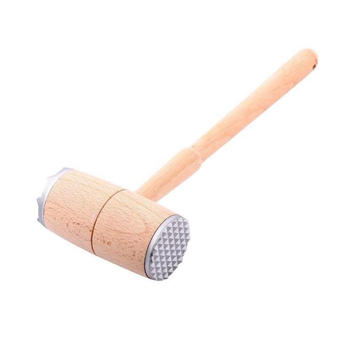 Attendrisseur de viande en bois - Golden Import - Taille : 31x10x5 cm - Têtes en alliage d'aluminium - Durable et performant_0