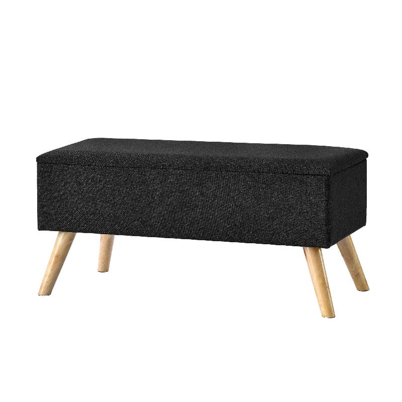 Banc de rangement rembourré - 79 x 39,5 x 39,5 cm - Noir - Référence 03_0006446_0