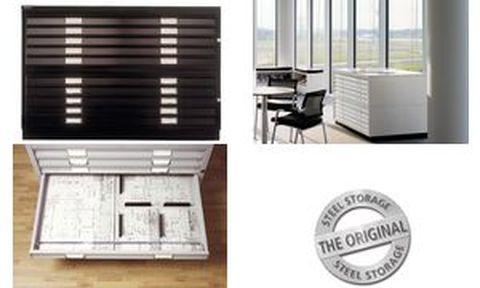 BISLEY - Armoire à plans format A0 en acier, 5 tiroirs avec couvercle noir - Verrouillable et optimisée pour documents grands formats_0