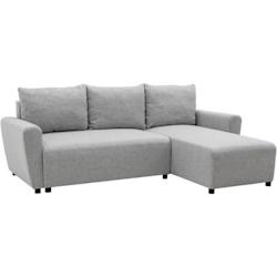 Canapé d'angle convertible 3-4 places STEWART - Tissu gris souris - L224 x H85 x P155 cm AUCUNE - 3666749512234_0