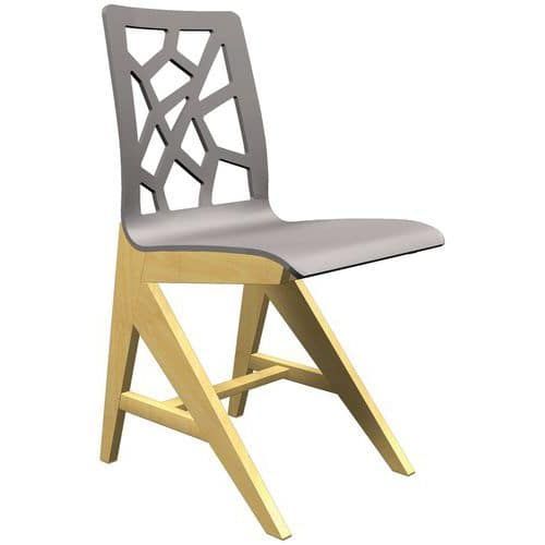 CHAISE IRISS AST COQUE GRIS ARGILE/HÊTRE NATUREL