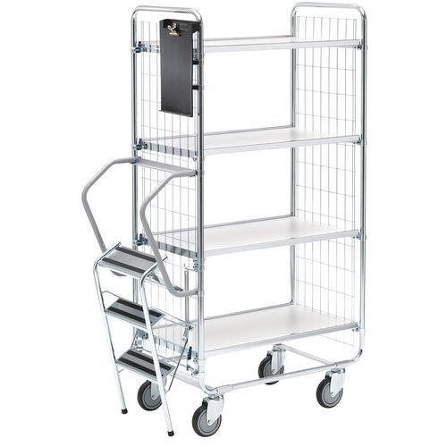 CHARIOT À ÉCHELLE - 4 PLATEAUX 620X425MM - CAPACITÉ 200 KG