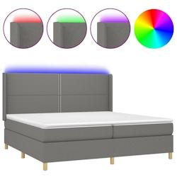 Décoshop26 - Cadre de lit LED avec sommier, tête de lit ajustable et matelas 200x200 cm en tissu gris foncé - TDL0208298 - gris_0