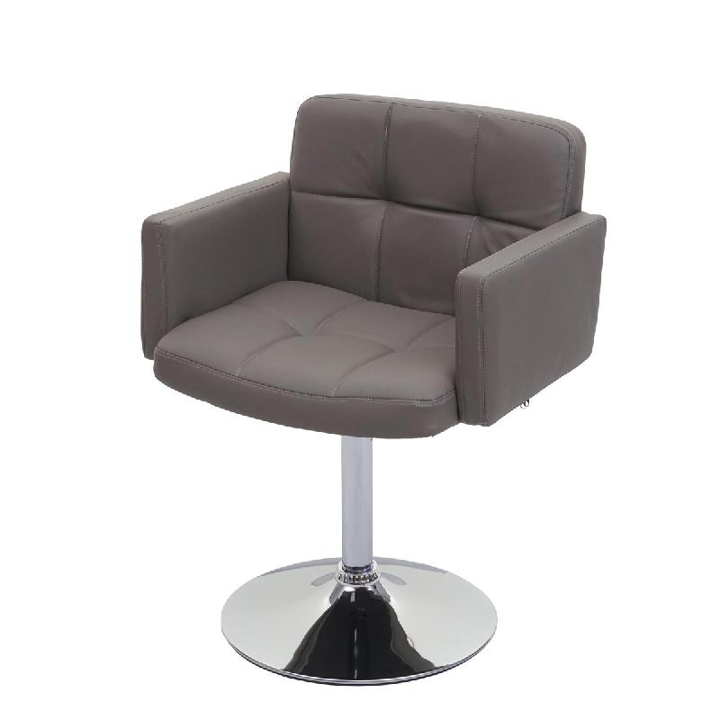 Décoshop26 - Chaise de salle à manger avec accoudoirs et coutures décoratives pivotante en PVC taupe-gris 04_0006282 - gris 3000261685494_0