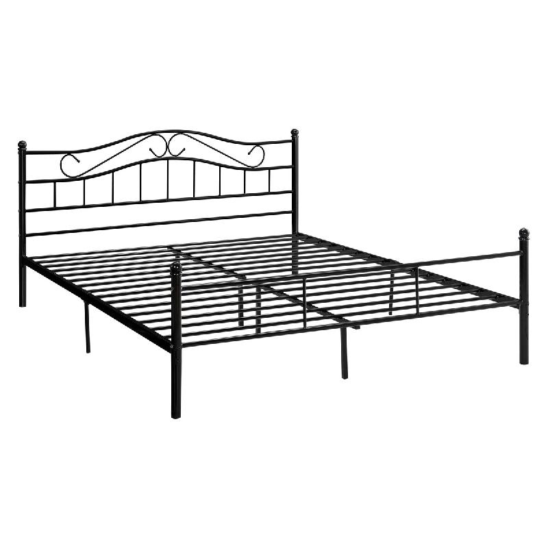 Décoshop26 - Lit double cadre en métal acier revêtu noir avec sommier en métal 140 x 200 cm 03_0002670 - noir métal 3000323599783_0