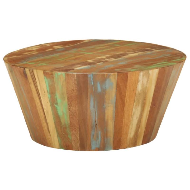 Décoshop26 - Table basse Ø65 x 31 cm bois de récupération massif multicolore DEC040229 - Bois massif 3000264817885_0