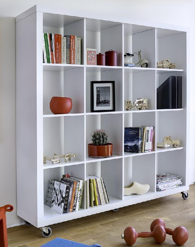 Temahome Bibliotheque Rolly 16 Casiers Laquee Blanc Mat Design