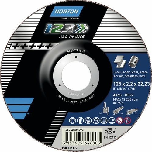 DISQUES MÉTAL 3 EN 1 POUR MEULEUSE -D115 MM NORTON