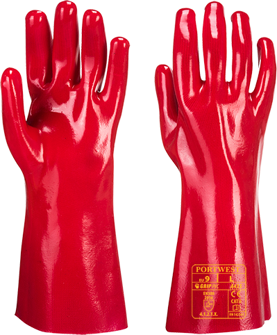 Gant PVC rouge A435 - XL - Certifié CE, tricot jauge 12, entièrement enduit, doublure coton_0