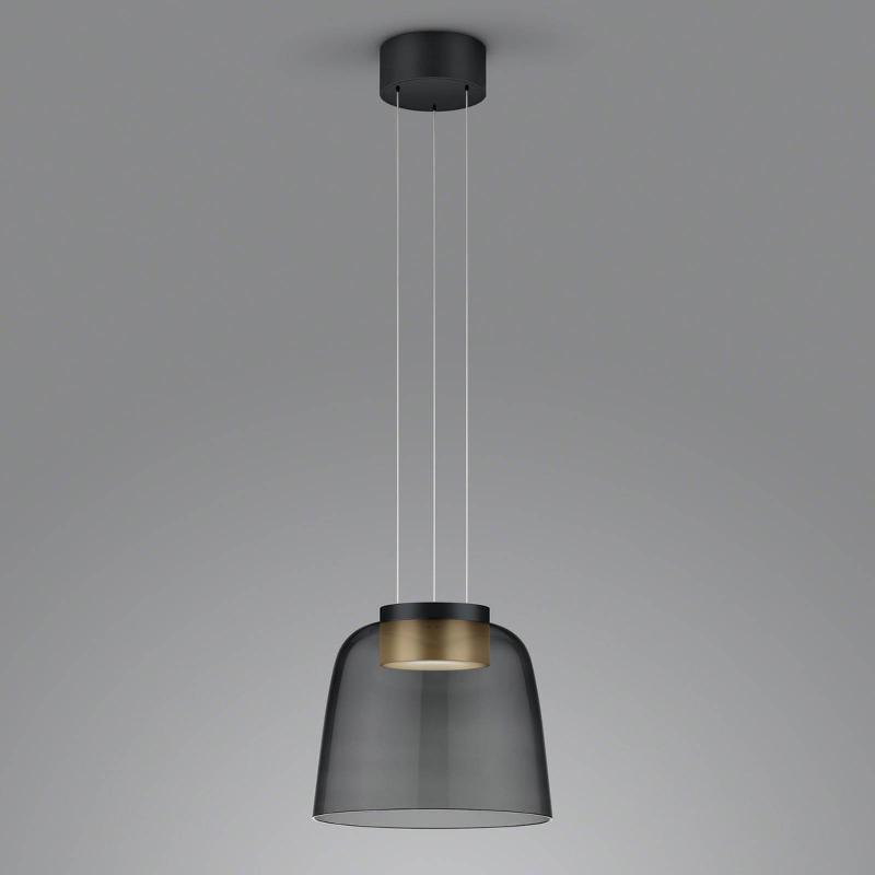 HELESTRA ODA SUSPENSION ABAT-JOUR VERRE NOIR/DORÉ