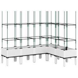 Helloshop26 - Jardinière bac lit surélevé plantes fleurs terrasse jardin avec treillis 160 x 120 x 142,5 cm PP blanc 02_0038254 - 3000214148991_0