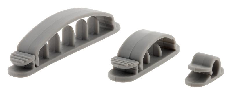 Kit de 10 fixes et range-câbles autocollants - Zenitech - Jusqu'à 5 câbles par élément - Certifié CE - Gris_0