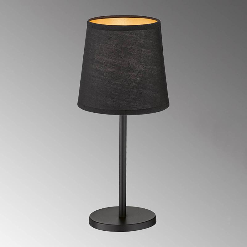 FH LIGHTING LAMPE À POSER EVE, ABAT-JOUR TISSU, NOIR/DORÉ
