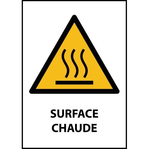 LOT DE 2 - SIGNALÉTIQUE DE DANGER - SURFACE CHAUDE - W010 - ISO 7010 - VINYLE SOUPLE AUTOCOLLANT - A4