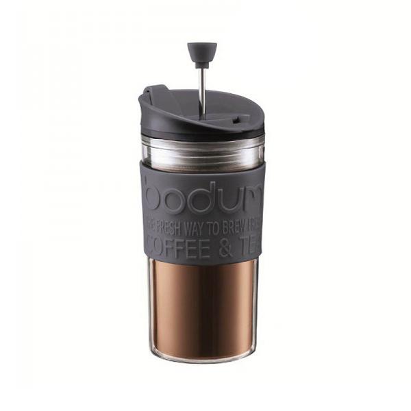 MUG À PISTON EN PLASTIQUE DOUBLE PAROI 35CL NOIR - A L'UNITÉ - BODUM - TRAVEL PRESS