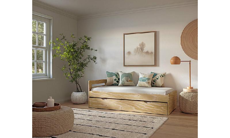 PACK LIT LEMAND + MATELAS  BOIS NATUREL 80X200 CM/OPT:MATELAS ELBE HD