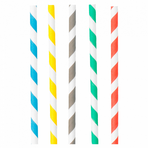 PAILLE EN PAPIER / CHALUMEAU DROITE BLANCHE AVEC RAYURES RECYCLABLE 0.8 X 23.5CM - LOT DE 100 - AZ BOUTIQUE - PAILLES