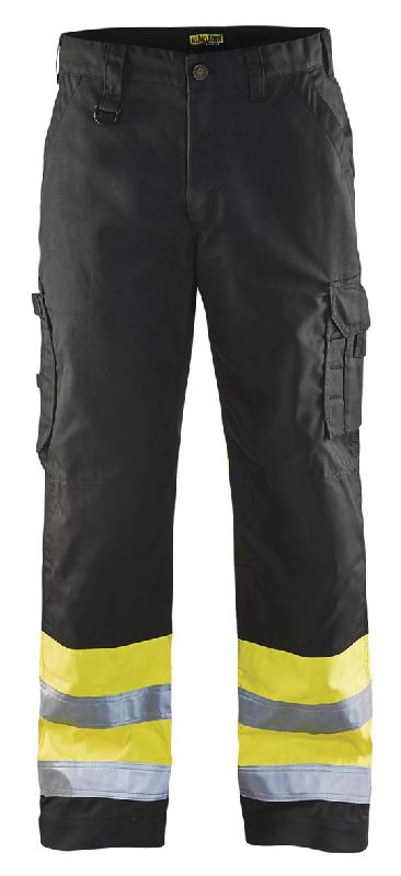 PANTALON HAUTE VISIBILITÉ NOIR/JAUNE FLUORESCENT TAILLE 52 - MANUTAN COLLECTIVITÉS