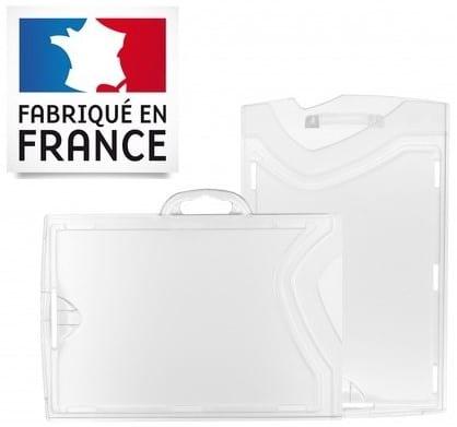 Porte-badge rigide cristal/cristal - polycarbonate anti UV - Made in France - pour cartes de 0,5 à 1,25 mm_0
