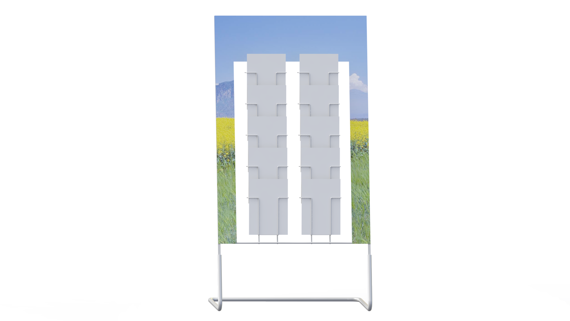 Présentoir mobile / chevalet 1 face fixe en métal - 10 cases Format 21x30V ou 21x30H_0