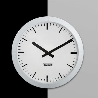 Profil 960 - Horloge analogique intérieure - piles 1,5V - réceptrice DHF - boîtier blanc - affichage heure-minute - BODET_0