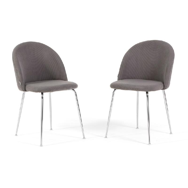 RATTATAN Lot de 2 chaises d’intérieur en velours côtelé avec pieds en métal, rembourrées pour cuisine, salle à manger, restaurant – Sara –_0