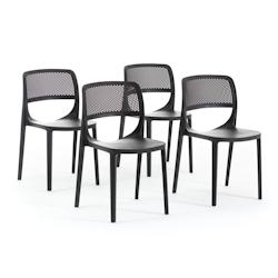 RATTATAN Set de 4 chaises en résine renforcée de fibre de verre, design classique, empilables pour extérieur, jardin, bar, restaurant, cuisine –_0