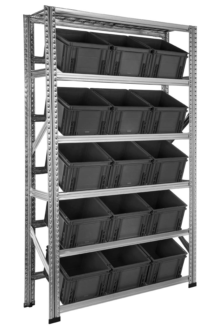 RAYONNAGE PICKING AVEC 15 CAISSES 400X300 20 LITRES