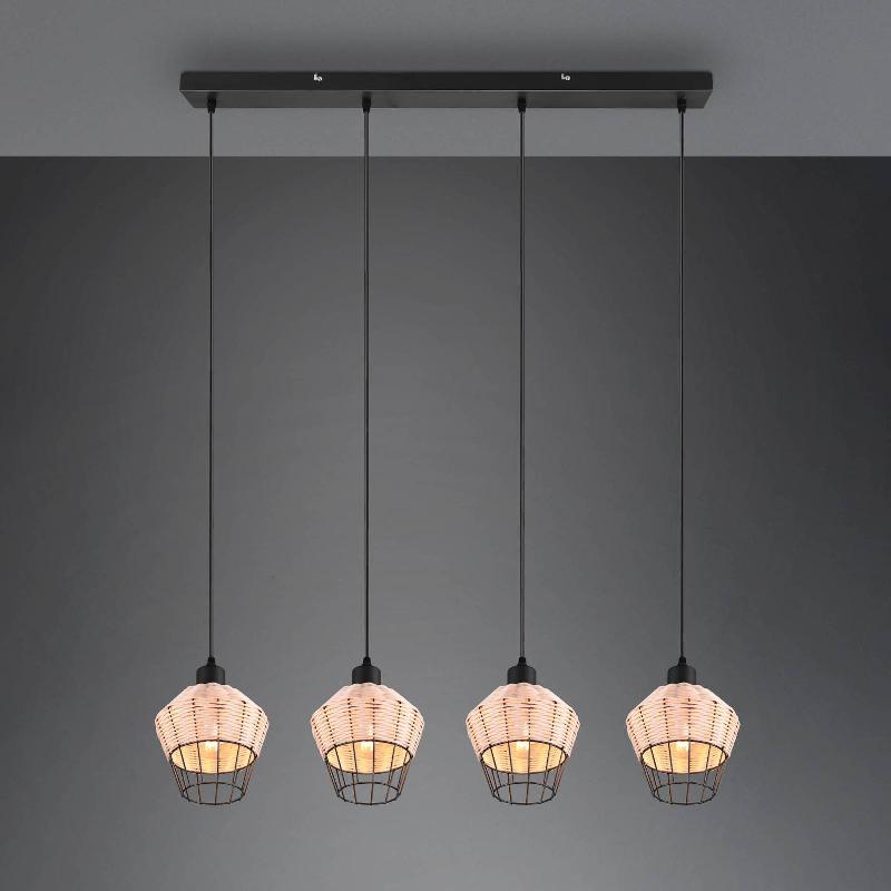 REALITY LEUCHTEN SUSPENSION BORKA, À 4 LAMPES, NATURELLE