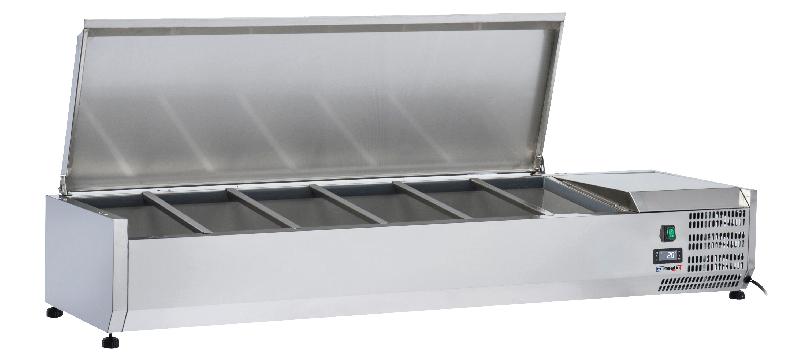 Saladette à poser CASSELIN CSAP513C - 5 x GN 1/3 + 1 GN 1/2 avec couvercle, froid statique et dégivrage automatique_0