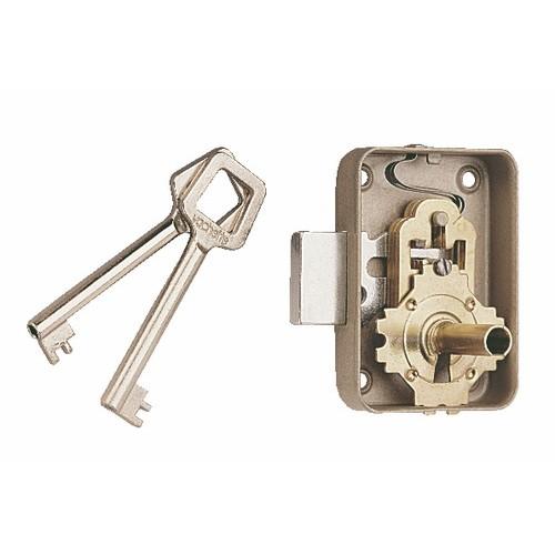 SERRURE DE MEUBLE À 3 GORGES 224-L60-AXE30-MAIN GAUCHE VACHETTE