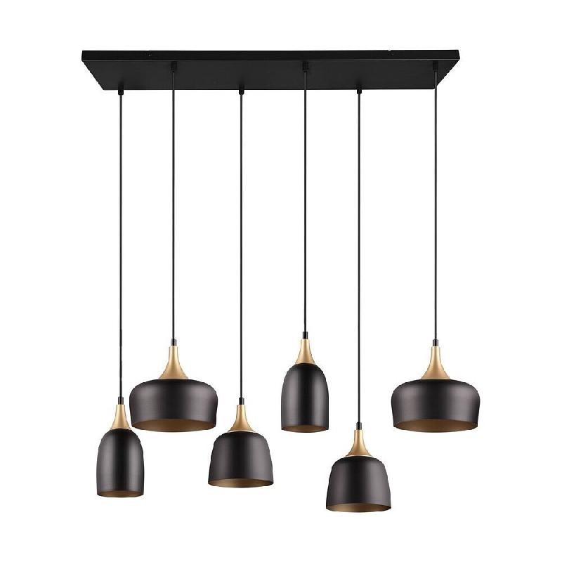 Suspension 6xE14, max. 25W, Noir mat et laiton - Trio - Chiraz - noir 4017807566864_0