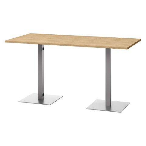 TABLE DE RÉUNION MEETING L 210 X P 100 CHÊNE CLAIR PIÉTEMENT MÉTAL ALUMINIUM
