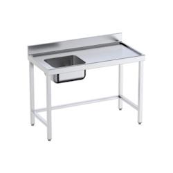 Table inox de préparation avec bords anti-ruissellement, bac à gauche P 700 mm | Distform - QCIRS7-bac A gauche longueur 1600 mm - QCIRS716_0