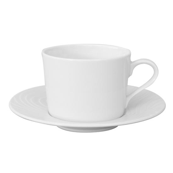 TASSE 24CL ET SOUS-TASSE 16CM BLANCHES EN PORCELAINE - LOT DE 6 - SPAL - WAVES