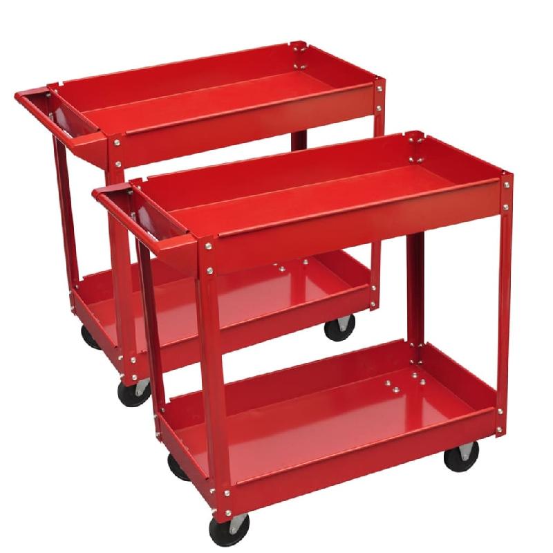 Vidaxl chariots à outils pour atelier 2 pcs 100 kg 2 étagères 140155_0