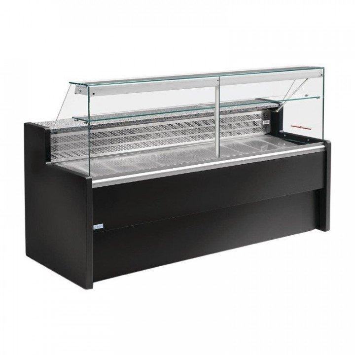Vitrine réfrigérée vitre droite avec réserve noire - Longueur 100 cm,  220 V - MONO_0