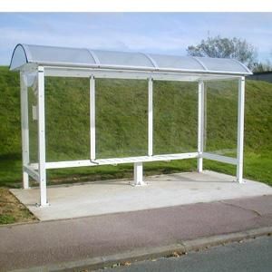 Abri bus avec toiture en dôme classique, gouttière et structure en acier galvanisé - disponible sur-mesure et plusieurs tailles_0