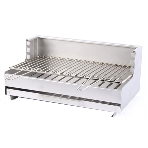 BARBECUE À CHARBON LE MARQUIER VULCAIN INOX CUVE 54 X 32 CM - 6 À 10 COUVERTS