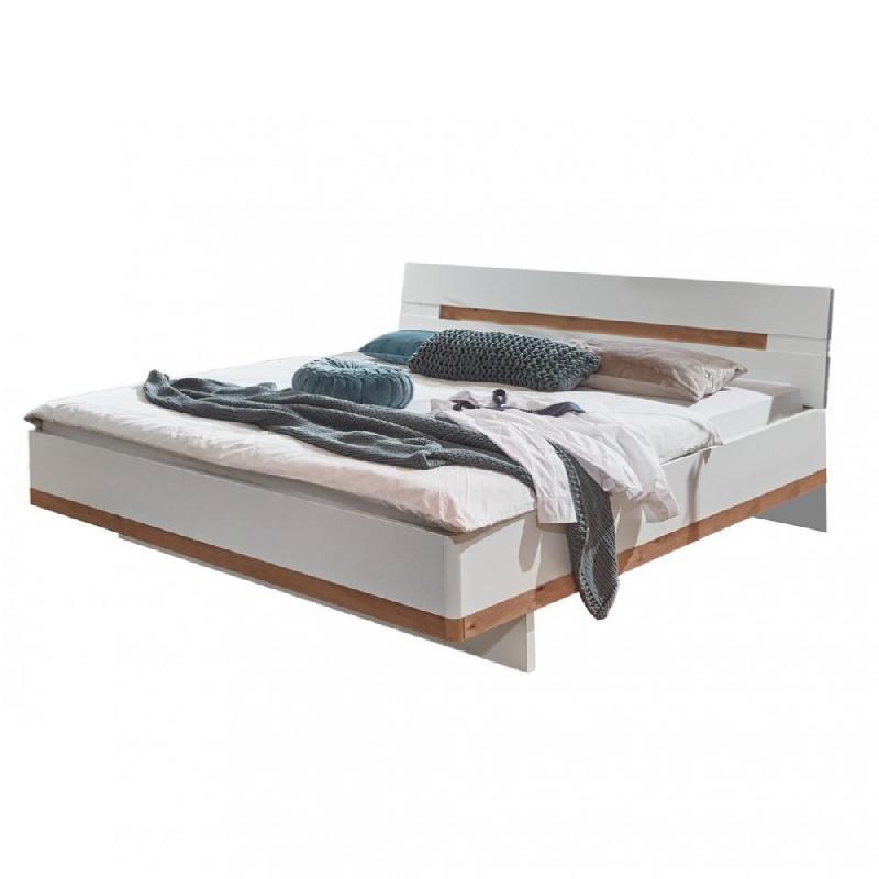 Cadre de lit GIRBO 180 x 200 cm blanc et chêne artisan - Design contemporain avec tête de lit réglable_0