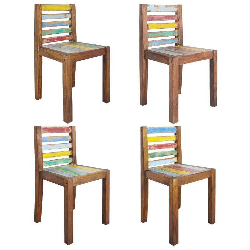 Décoshop26 - Lot de 4 chaises de salle à manger cuisine bois de récupération solide design vintage CDS021332 - Bois massif 3001182199787_0