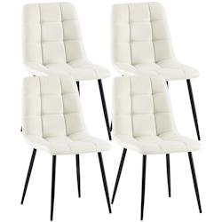 Décoshop26 - Lot de 4 chaises de salle à manger en tissu crème pieds métal noir design moderne et confortable CDS10411 - noir 3002483432696_0