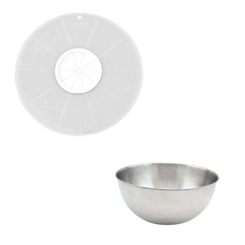 Duo Bol à mixer en inox et Couvercle 25 cm anti projections Fackelmann - 3176239994117_0