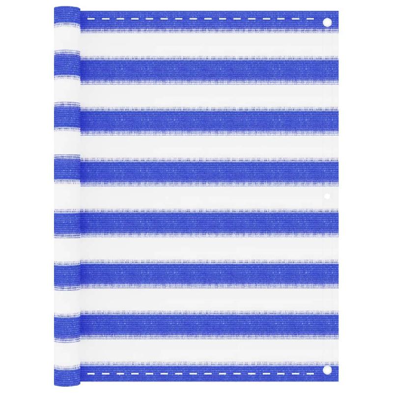 Écran de balcon brise-vue - Protection confidentialité en PEHD 90 x 400 cm - Bleu et blanc - 02_0010126_0