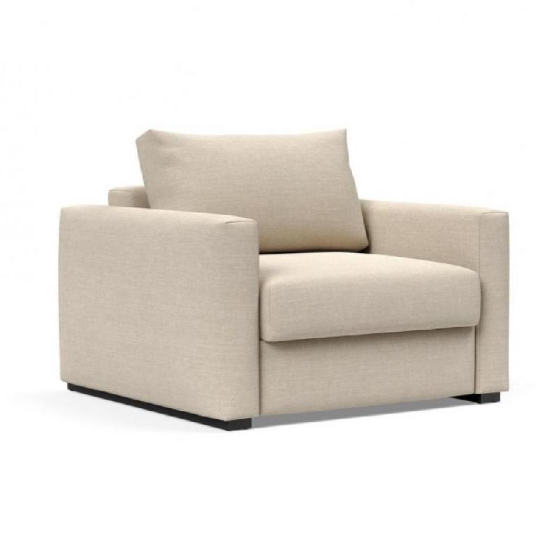 INNOVATION LIVING  FAUTEUIL DESIGN AVEC ACCOUDOIRS COSIAL TISSU PHOBOS LATTE CONVERTIBLE LIT 80*202CM_0